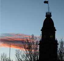collingwood town hall at sunset 