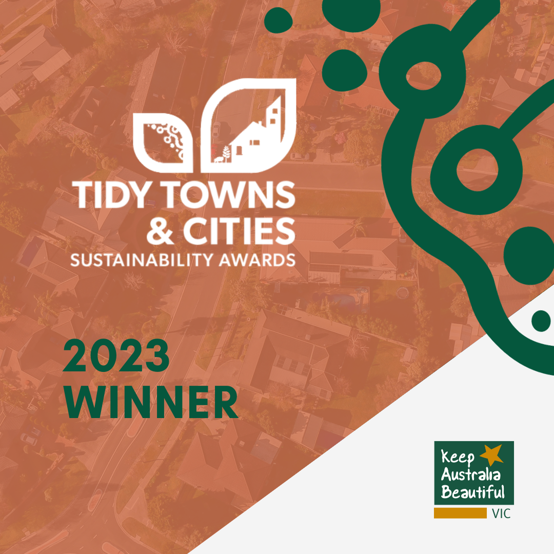 Social tile that says "Tidy Towns & Cities Sustainability Awards 2023 Winner, Keep Australia Beautiful" 