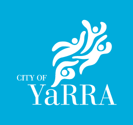 White City of Yarra logo against blue background