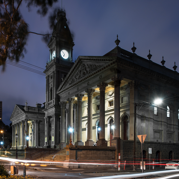 Fitzroy Town Hall at night