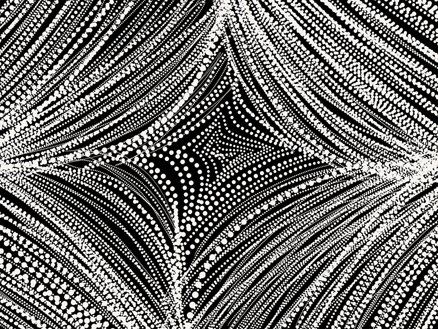 Black and white artwork with cascading points by Tyrhys Wilson