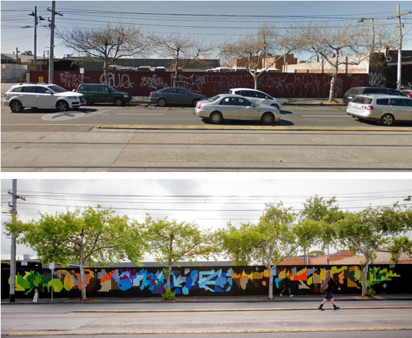 mural nicholson village before after