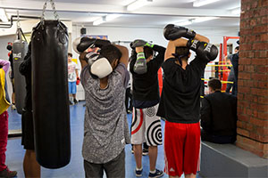Young people boxing 