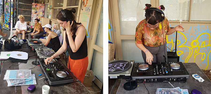 young women djing at event 
