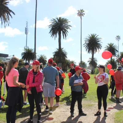 Group of people participating in a charity walk