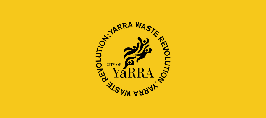 Yarra Waste Revolution and Yarra Council logo on a yellow background