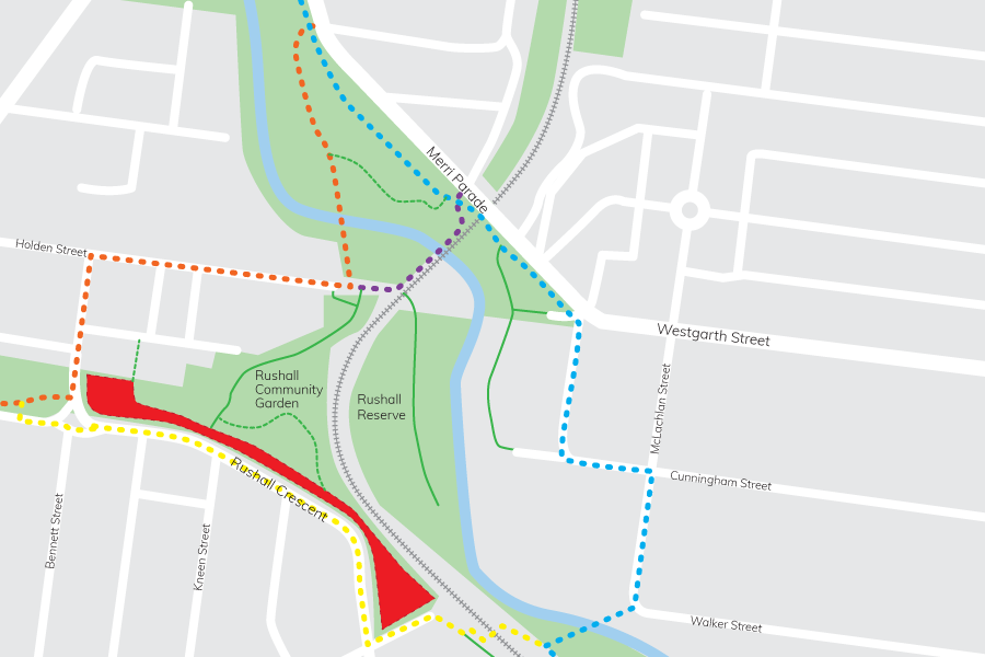 map of path upgrades in Thomas Kidney Reserve