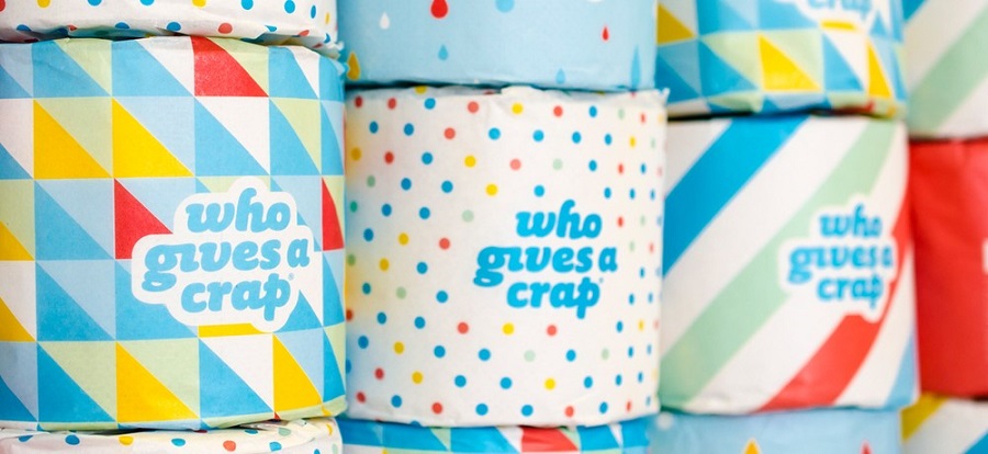 Toilet rolls that say 'who gives a crap'.