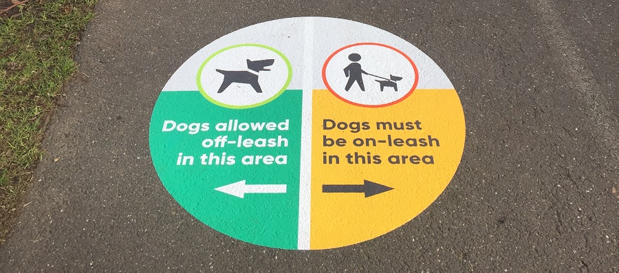 Dog on leash park decals