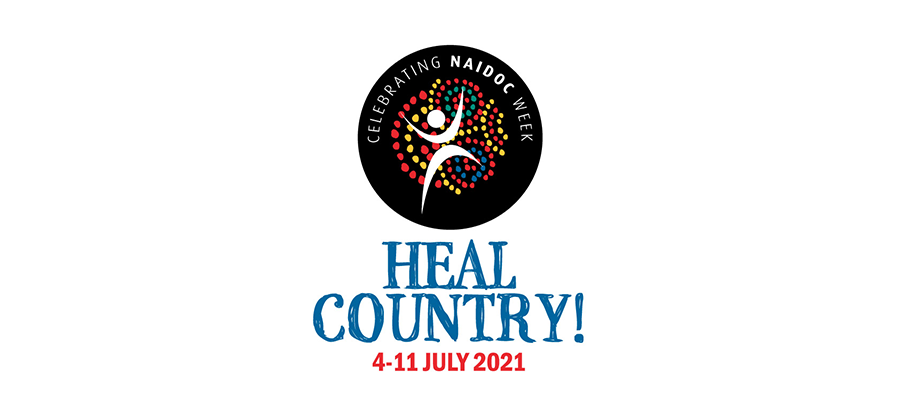 NAIDOC Week 2021 logo with text 'Heal Country, 4-11 July'