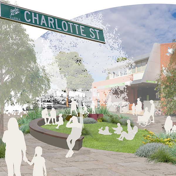 a concept design of the new park at Charlotte Street