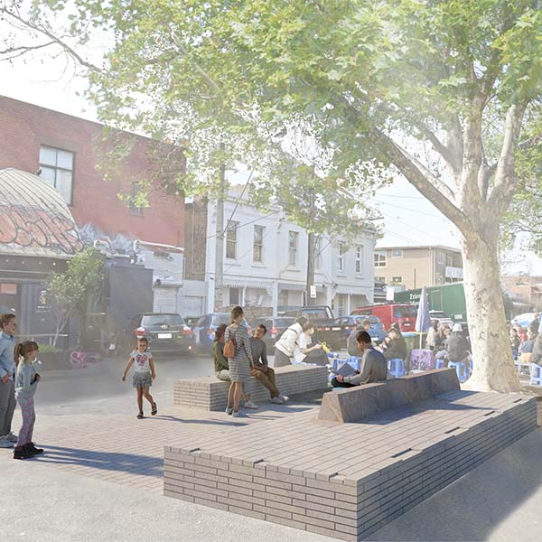 The final design for the new seating space on the corner of Kerr and Brunswick Streets