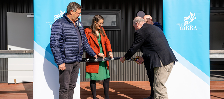 Mayor and councillors cutting the ribbon for opening of Ryan's Reserve