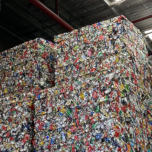 Stack of crushed aluminum cubes