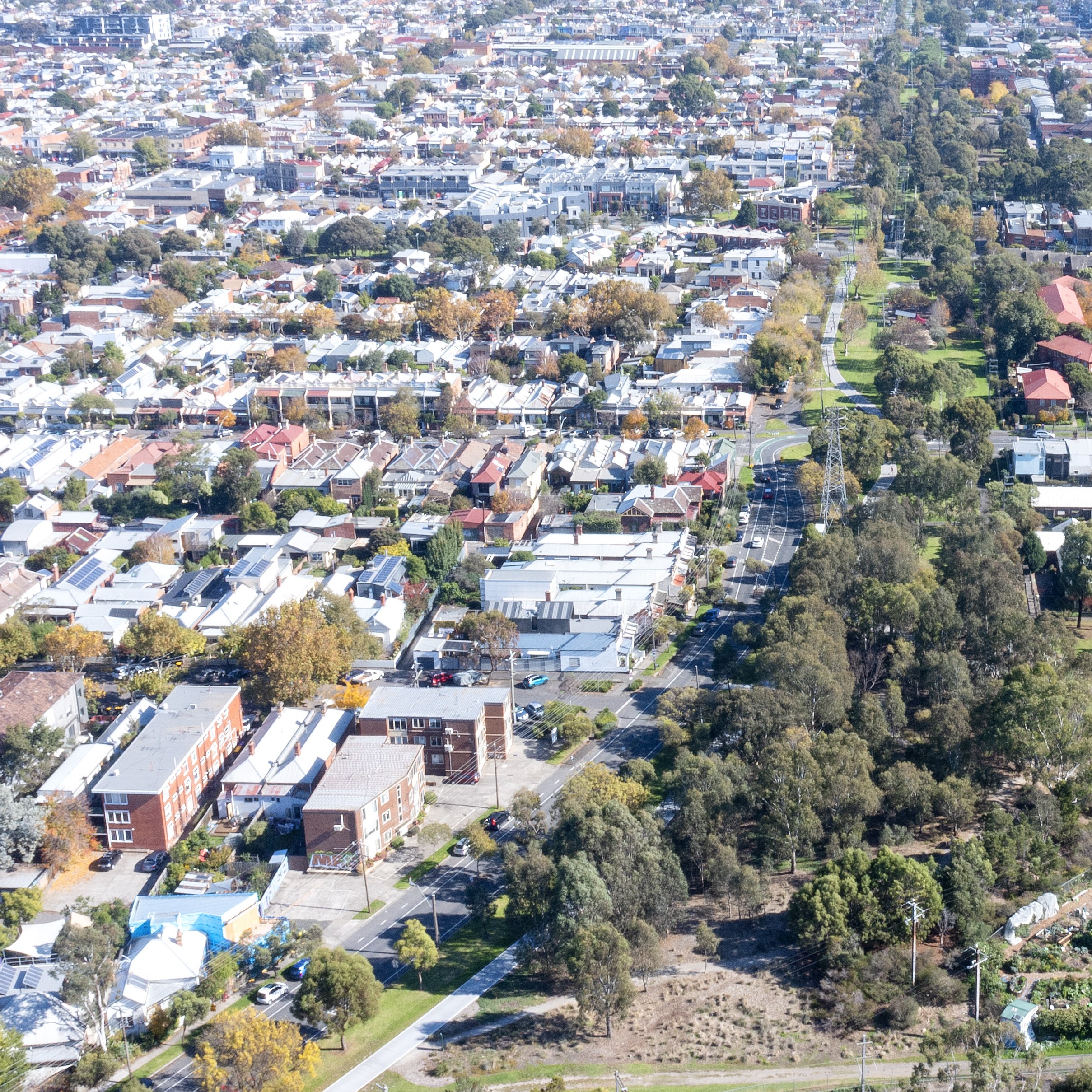 Drone shot of the Fitzroy North landscape