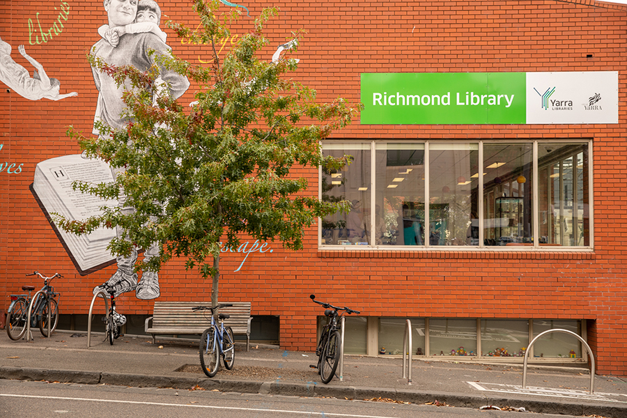 Richmond library red brick entrance