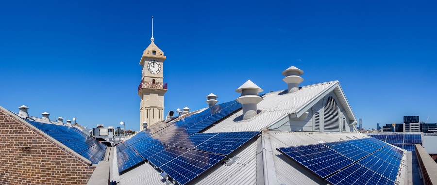 Richmond Town Hall roof with solar panels