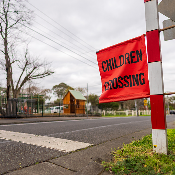 a close-up photo of the school crossing at Alphington Primary School