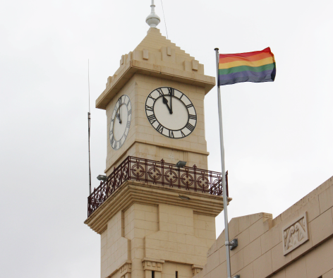 Rainbow flag at Richmond Town Hall