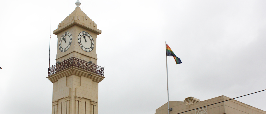 Rainbow flag at Richmond Town Hall 