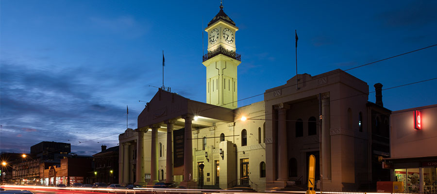 Richmond Town Hall at night