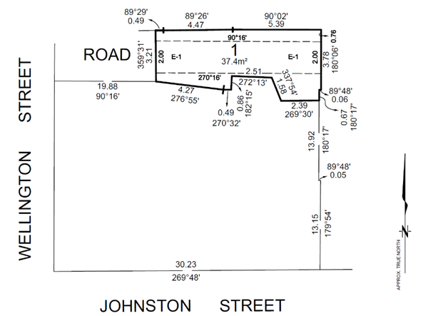 A map of the Johnston Street area where the proposed road discontinuance is