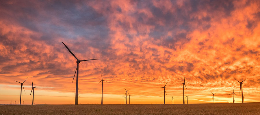 A photo of windmills generating renewable energy