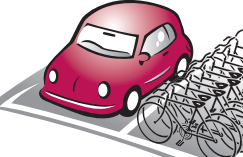 Cartoon of car and bikes
