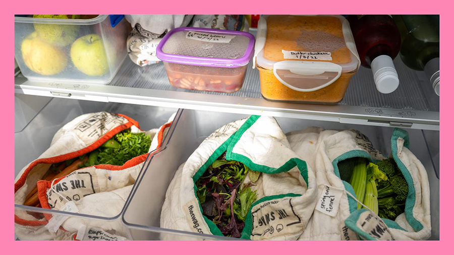 Food containers in fridge