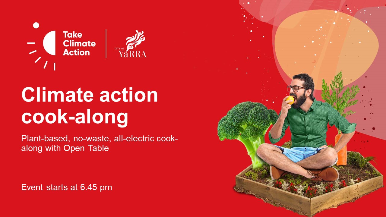 Title slide to webinar recording that says 'Climate action cookalong'