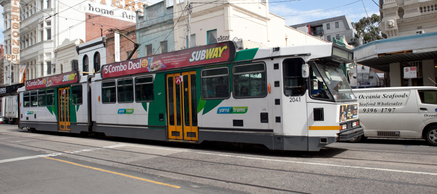 Image of a tram in a Yarra street