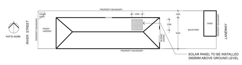 Diagram of a proposed site plan for heritage overlays and solar panels