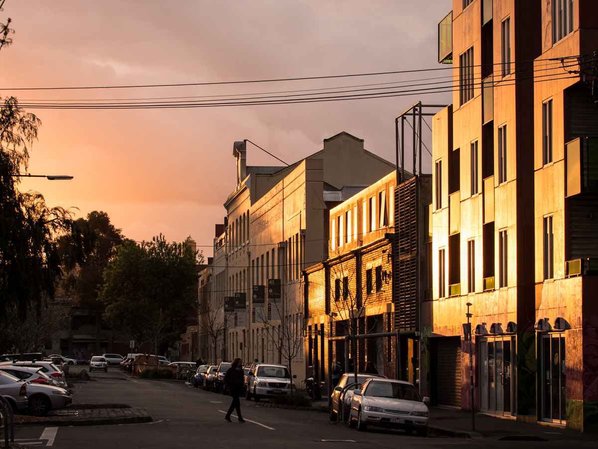 Fitzroy streetscape at sunset