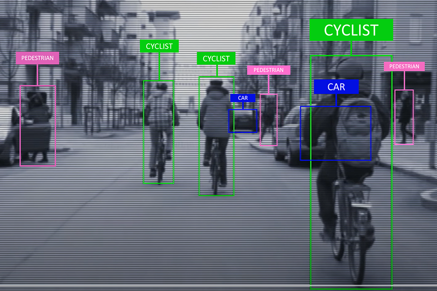 Bike riders being counted by a sensor