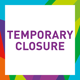 A graphic with text saying temporary closure in Yarra Leisure branding colours