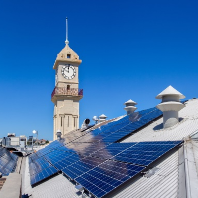 Richmond Town Hall rooftop with solar panels
